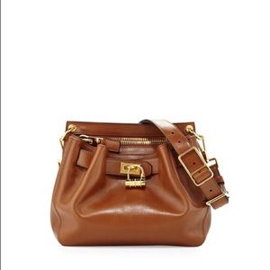 TOM FORD Lock-Front Crossbody Bag, Caramel Leather